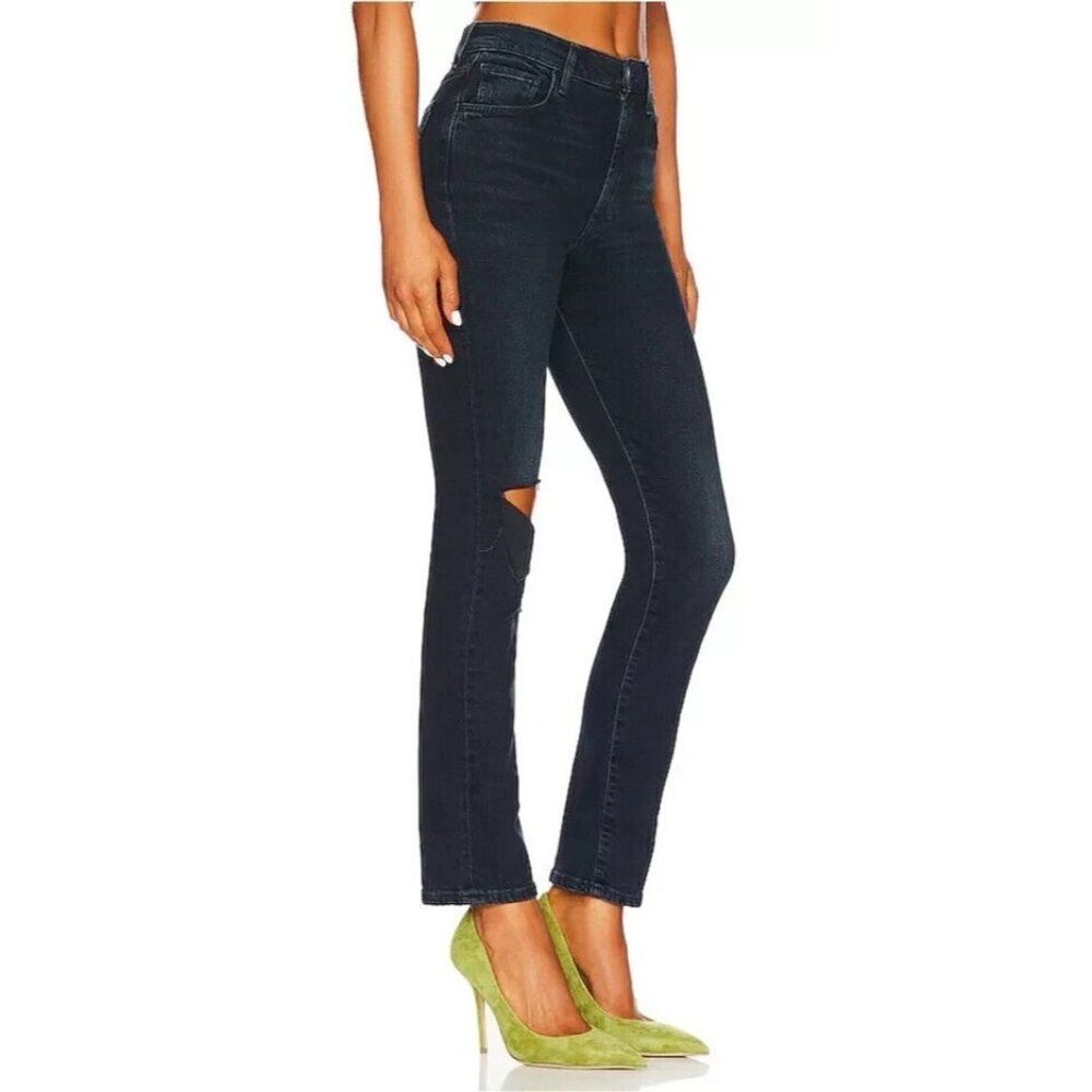 7 For All Mankind Easy Slim Jeans Womens 28 Dark Wash Ripped Knee‎ - Picture 4 of 7